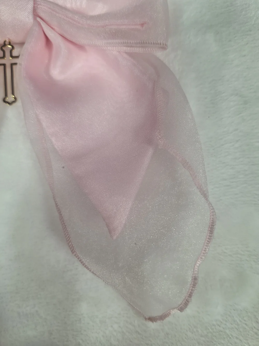 Angelic Pretty Soft Pink Sheer Ribbon Cross Hair Clip | Classic Lolita